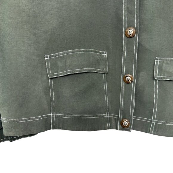 Soft Surroundings Cropped Green D'orze Button up Jacket Women's size 3X - Picture 6 of 8